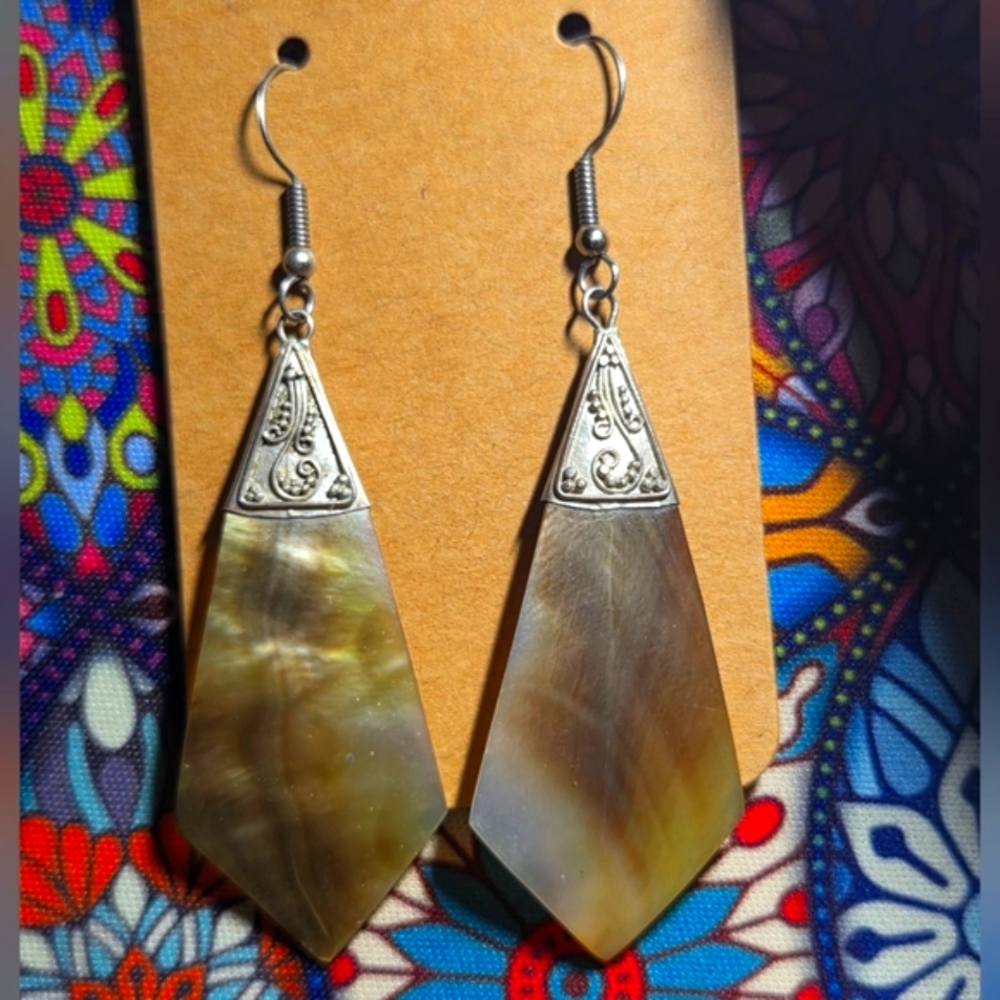 Artisan 925 Silver and Natural Shell Earrings